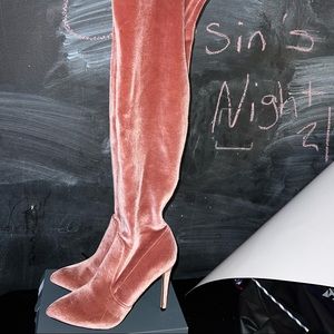 Thigh high suede boots